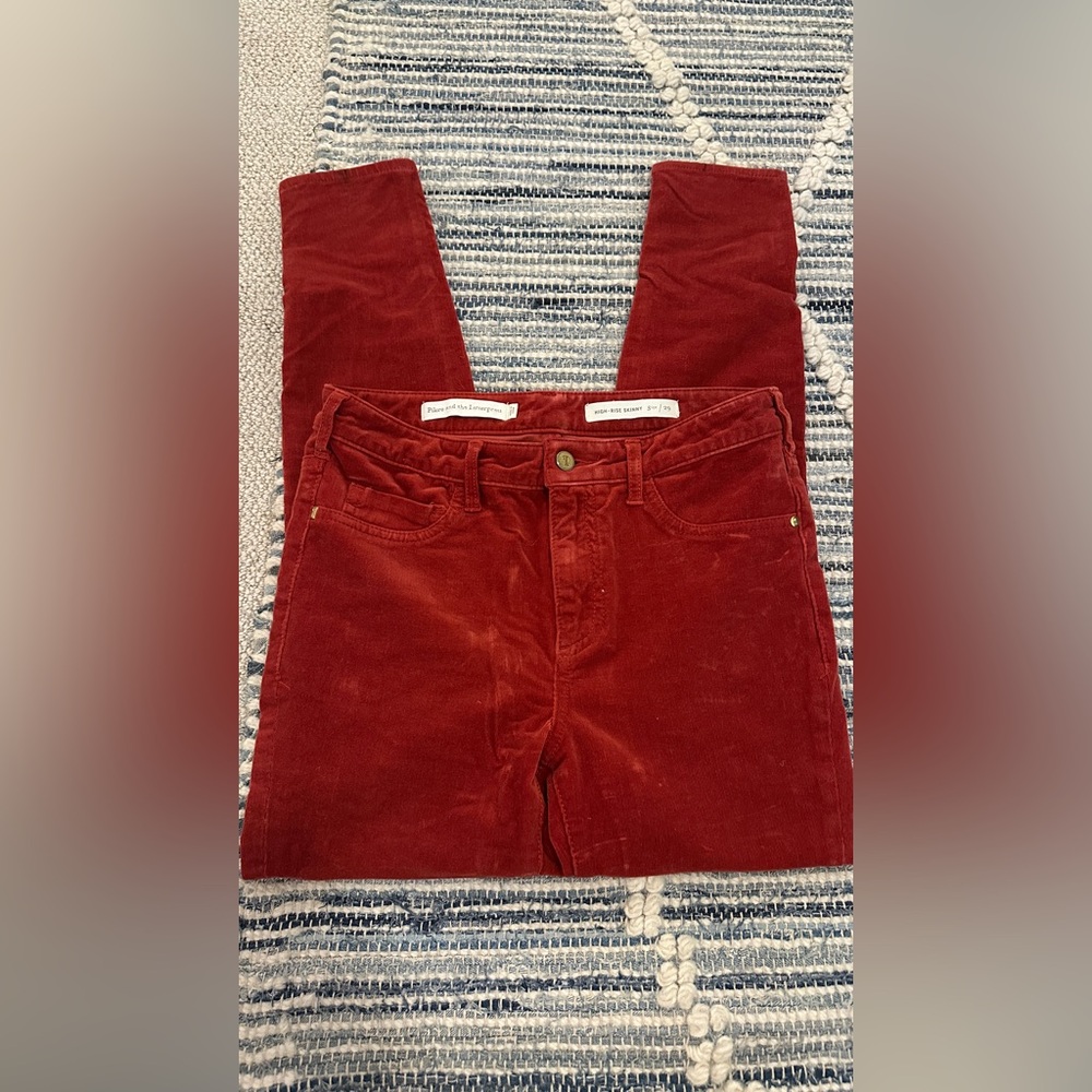 Anthropologie Pilcro and the Letterpress Deep Red Corduroys, sz 29
